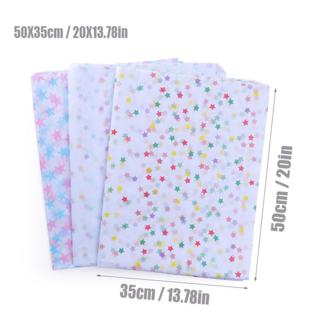 50*35cm 20pcs colorful star polka dot tissue gift wrap paper