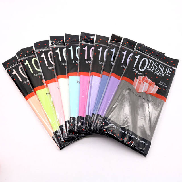 10pcs colorful tissue gift wrap paper