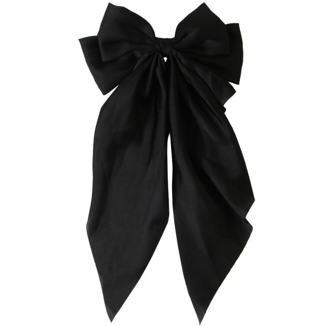 Hot sale plain color satin bow large french barrette hair clips