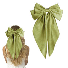 Hot sale plain color satin bow large french barrette hair clips