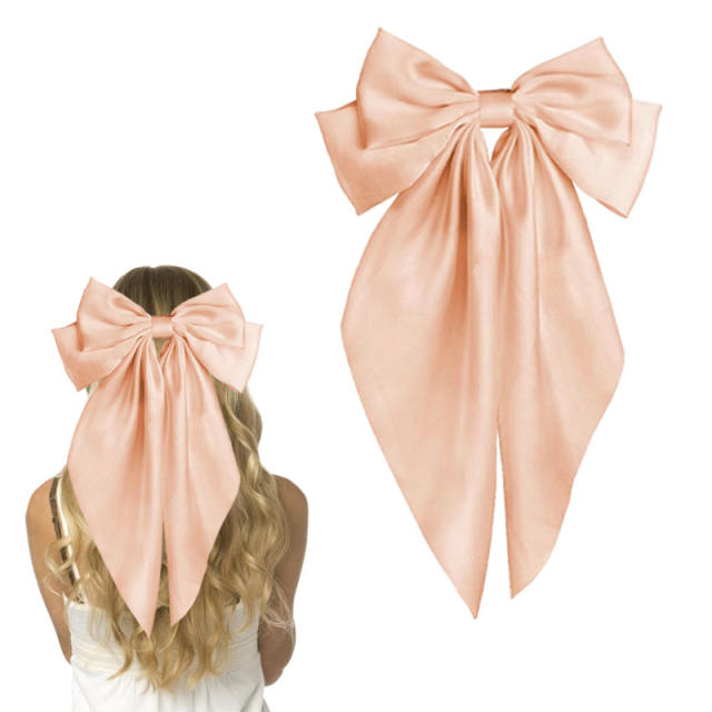 Hot sale plain color satin bow large french barrette hair clips