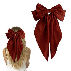 Hot sale plain color satin bow large french barrette hair clips