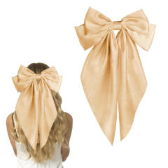 Hot sale plain color satin bow large french barrette hair clips