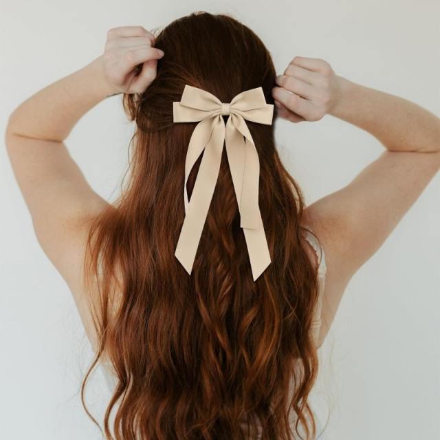 Elegant two layer bow sweet french barrette hair clips