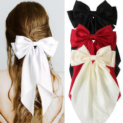 Hot sale plain color satin bow large french barrette hair clips