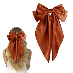Hot sale plain color satin bow large french barrette hair clips