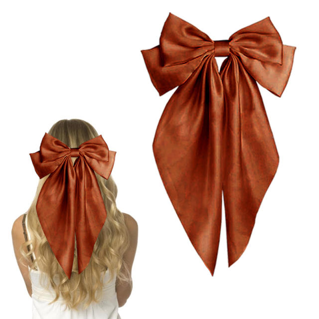 Hot sale plain color satin bow large french barrette hair clips