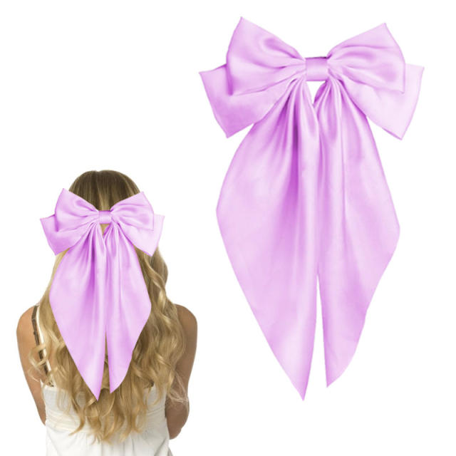 Hot sale plain color satin bow large french barrette hair clips