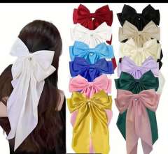 Hot sale plain color satin bow large french barrette hair clips