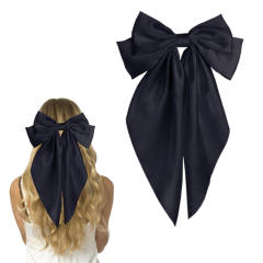 Hot sale plain color satin bow large french barrette hair clips