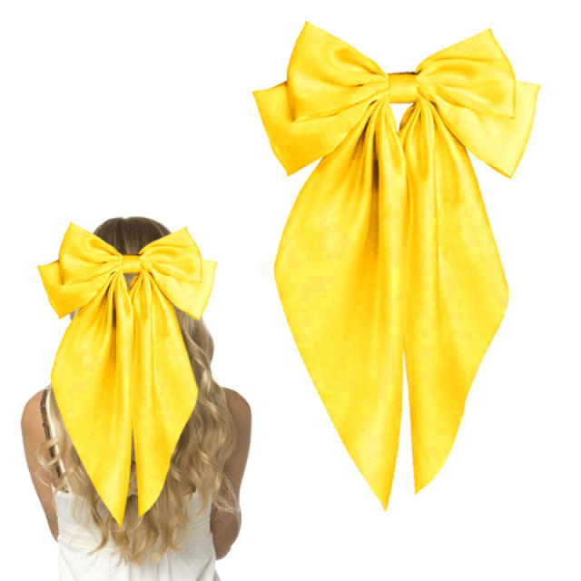 Hot sale plain color satin bow large french barrette hair clips