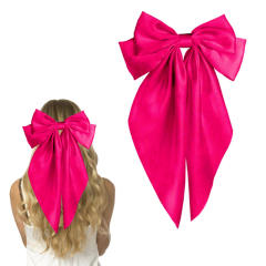 Hot sale plain color satin bow large french barrette hair clips