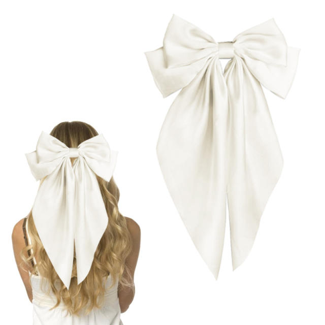 Hot sale plain color satin bow large french barrette hair clips