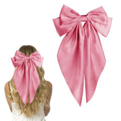 Hot sale plain color satin bow large french barrette hair clips