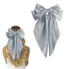 Hot sale plain color satin bow large french barrette hair clips