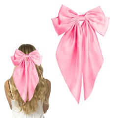 Hot sale plain color satin bow large french barrette hair clips