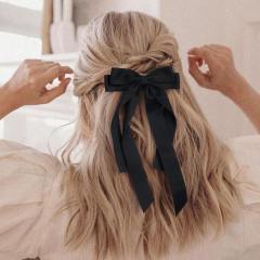 Elegant two layer bow sweet french barrette hair clips