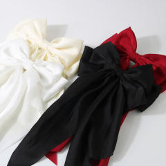 Hot sale plain color satin bow large french barrette hair clips