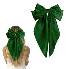Hot sale plain color satin bow large french barrette hair clips
