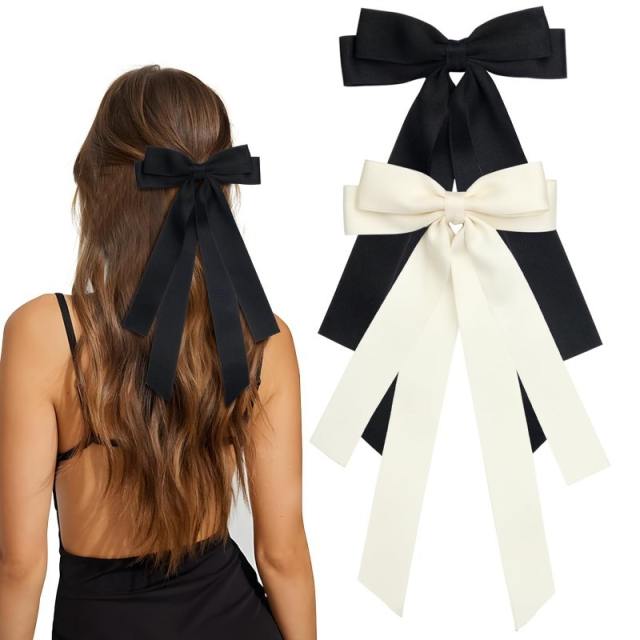Elegant two layer bow sweet french barrette hair clips