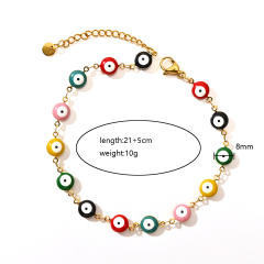 Classic colorful evil eye stainless steel anklet
