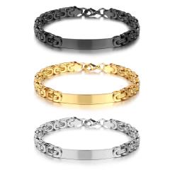 Hiphop stainless steel bracelet for men engrave letter design