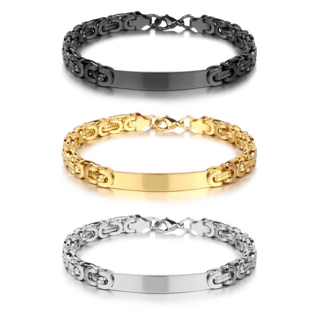 Hiphop stainless steel bracelet for men engrave letter design