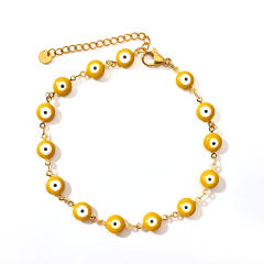 Classic colorful evil eye stainless steel anklet