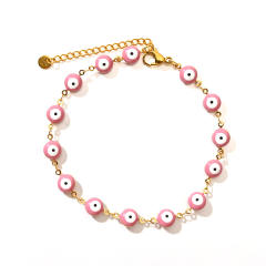Classic colorful evil eye stainless steel anklet