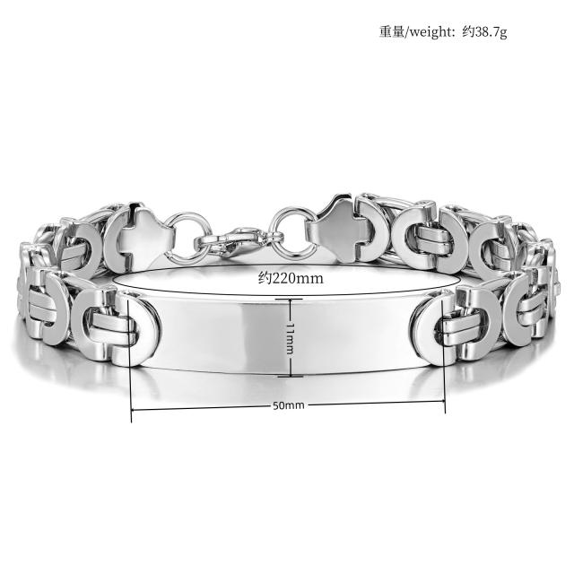 Hiphop stainless steel bracelet for men engrave letter design