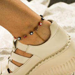 Classic colorful evil eye stainless steel anklet