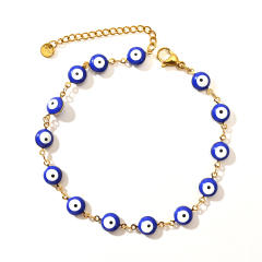 Classic colorful evil eye stainless steel anklet