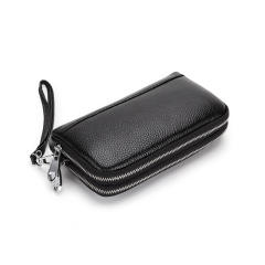 Classic Genuine Leather two layer zipper wallet clutch bag