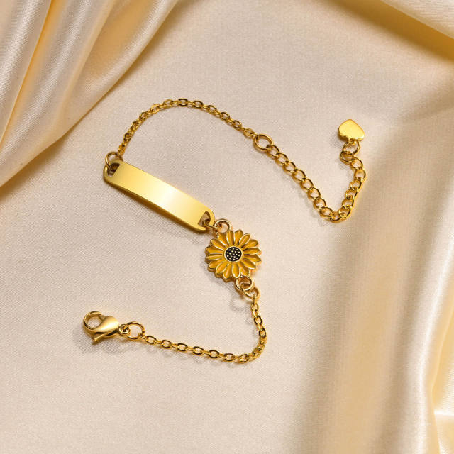 Sweet alloy sunflower stainless steel card stainless steel bracelet for women kids
