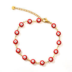 Classic colorful evil eye stainless steel anklet