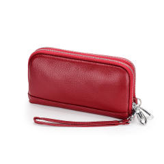 Classic Genuine Leather two layer zipper wallet clutch bag