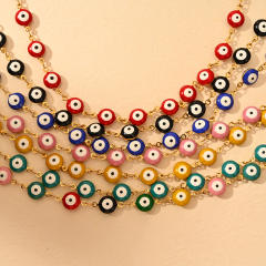 Classic colorful evil eye stainless steel anklet