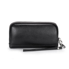 Classic Genuine Leather two layer zipper wallet clutch bag