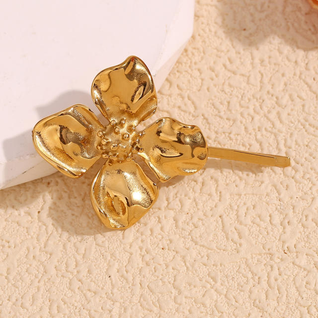 Vintage chunky flower stainless steel hair clips bobby pins