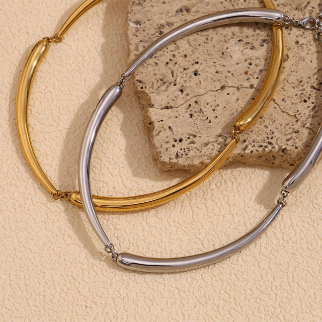 Hiphop chunky bamboo stainless steel choker necklace