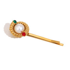 18KG vintage pearl bead stainless steel hair clips bobby pins
