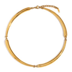 Hiphop chunky bamboo stainless steel choker necklace