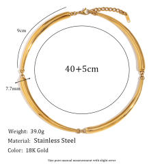 Hiphop chunky bamboo stainless steel choker necklace
