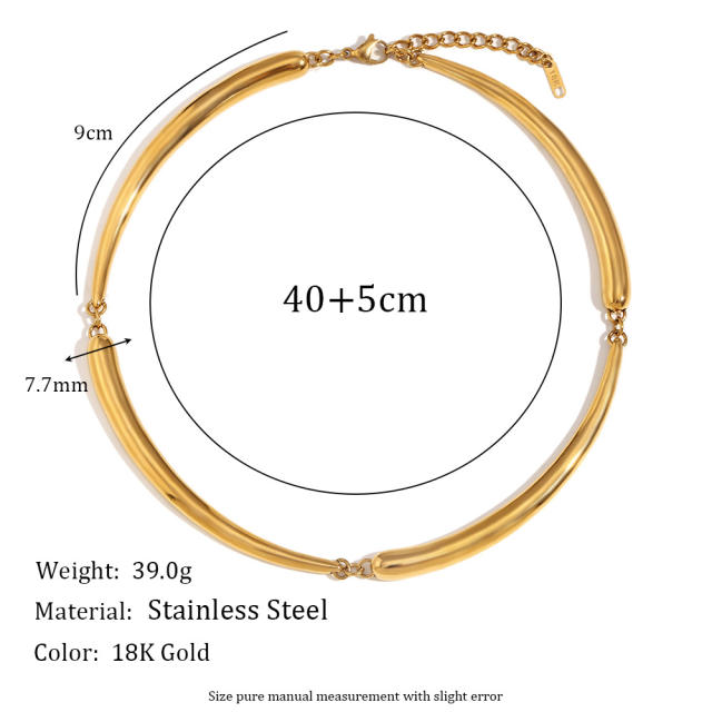 Hiphop chunky bamboo stainless steel choker necklace