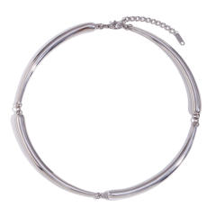 Hiphop chunky bamboo stainless steel choker necklace