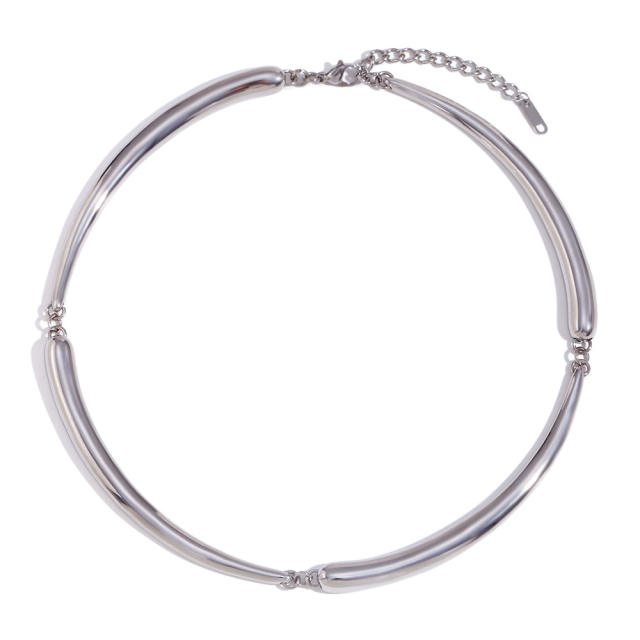 Hiphop chunky bamboo stainless steel choker necklace