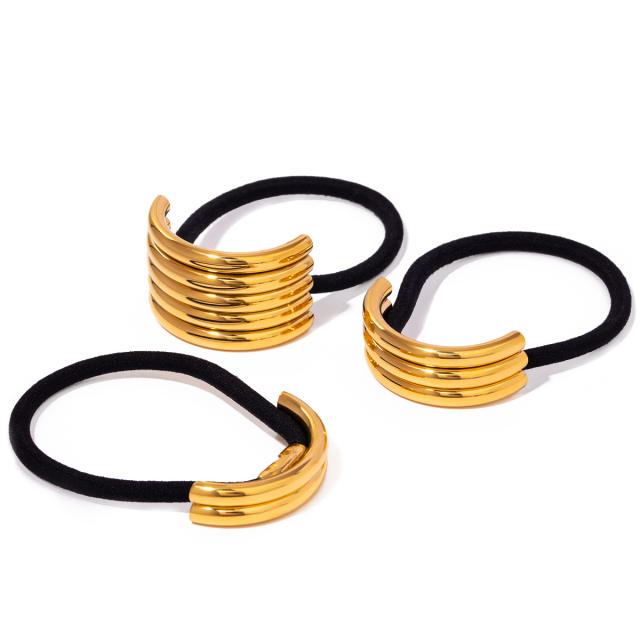 Chunky gold color bend stainelss steel hair ties