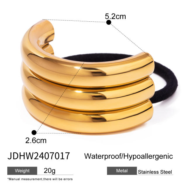 Hot sale chunky bend stainless steel hair ties