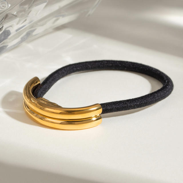 Chunky gold color bend stainelss steel hair ties