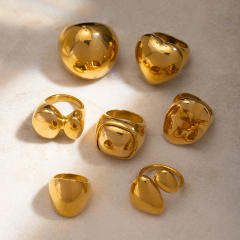 18KG luxury gold color chunky stainless steel rings